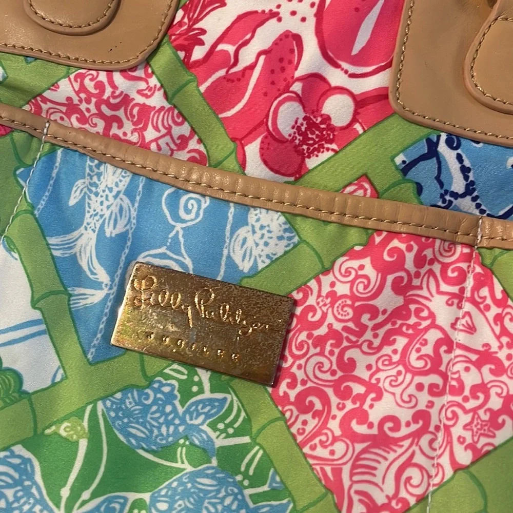 Lilly Pulitzer jubilee patchwork diaper bag with changing pad RARE